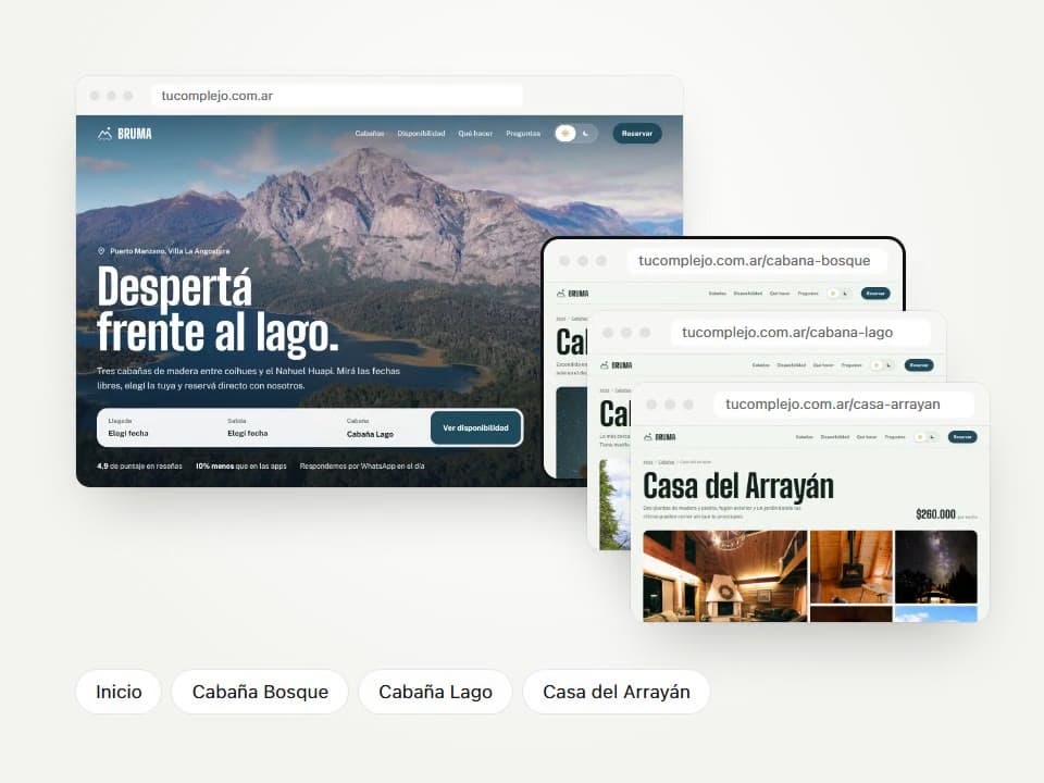 Ejemplo de web para cabañas y complejos